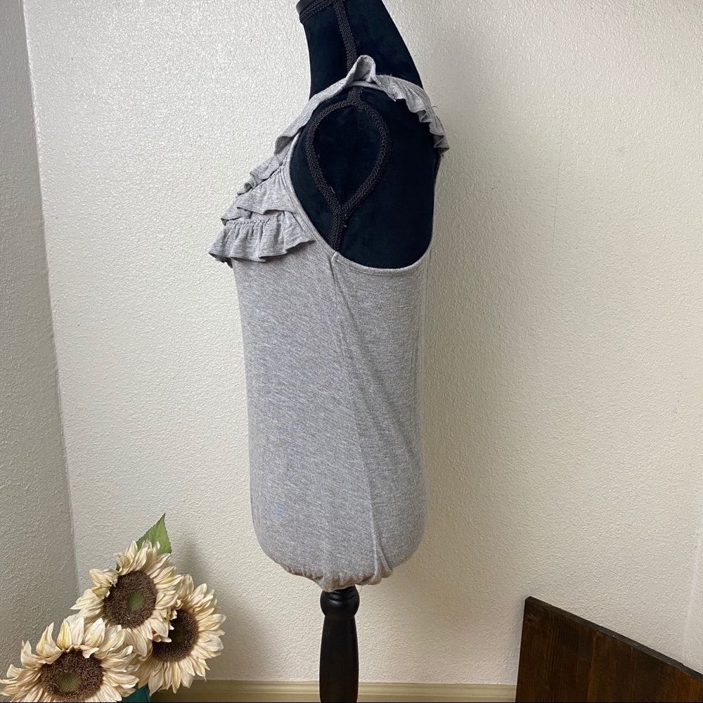 Gray Tank with Ruffle Neckline - Medium - Picture 3 of 7
